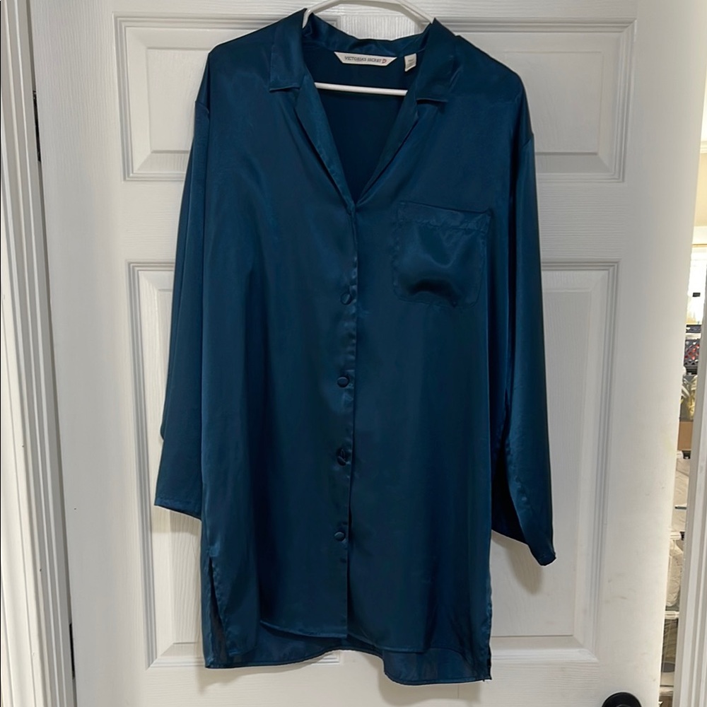 Victoria’s Secret Silky Blue Button-Up Night Dress